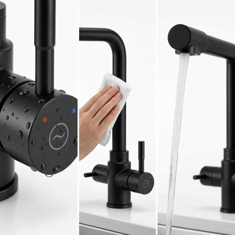 Aquanello Limpia RVS 3-weg Keukenkraan Zwart met Gefilterd Water BL-1600-LP